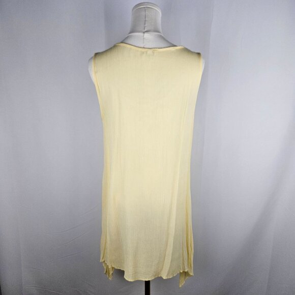 Spense Sleeveless Butter Yellow Tunic Top Medium High Low Hem Boho - Picture 4 of 8